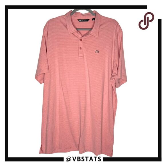 Travis Mathew Mens The Heater Short Sleeve Collared Polo Shirt Coral Size XXL - Picture 1 of 7